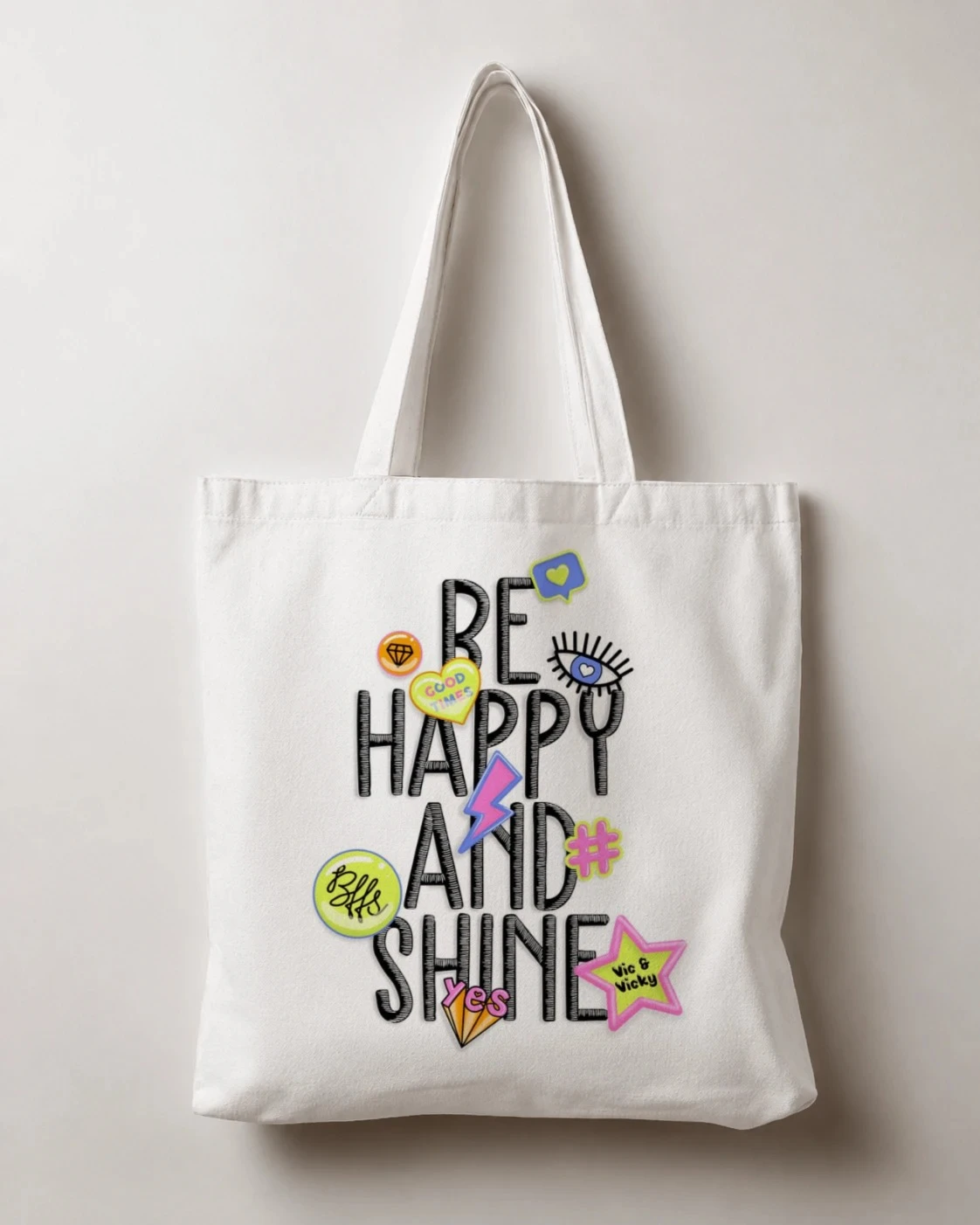 Be Happy and Shine Canvas Tote Bag