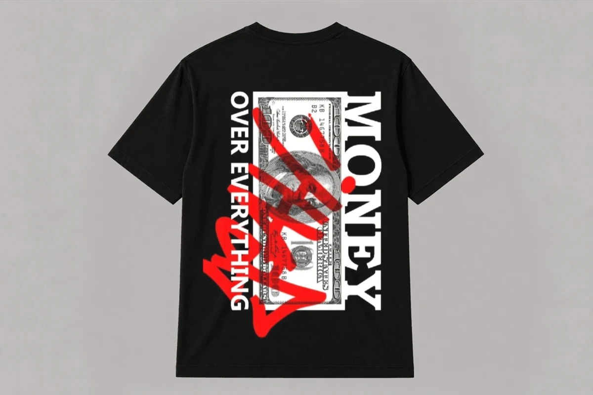 Money Over Everything Graffiti Dollar Black Premium T-shirt